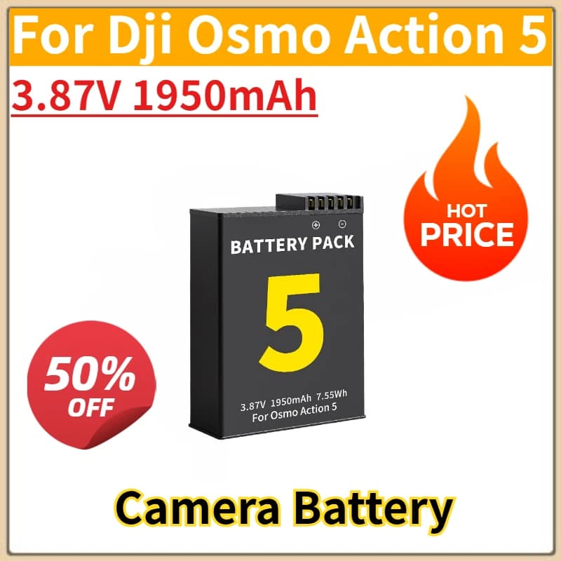 New Replacement Rechargeable Battery for Camera 3,87 V 1950 mAh for Dji Osmo Action 5