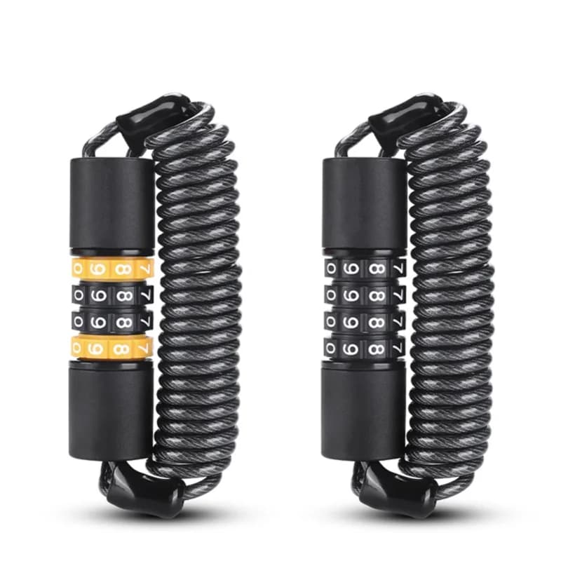 Lucchetto di Sicurezza per Bicicletta, Caschi Antifurto, Lucchetto Elastico con Combinazione a 4 Cifre, Lucchetto Portatile con Cavo in Acciaio per Bici da Strada
