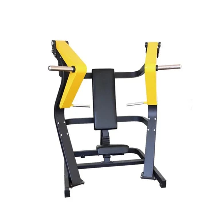 Free weight machine chest press equipment loaded with weight plate for gym strength training