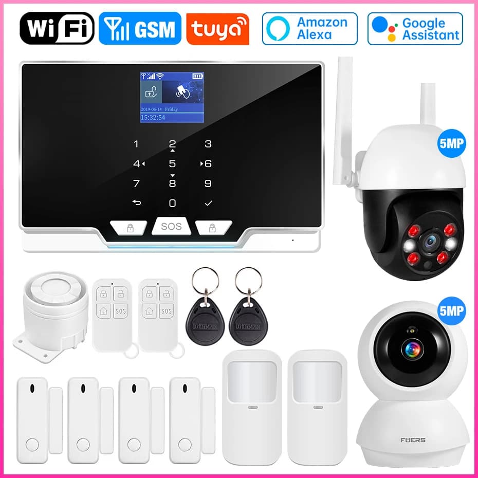 TOWODE G20 Tuya WiFi GSM Sistema di allarme di sicurezza wireless Home Business Antifurto con sirena RFID Rilevatore di movimento Sensore di fumo