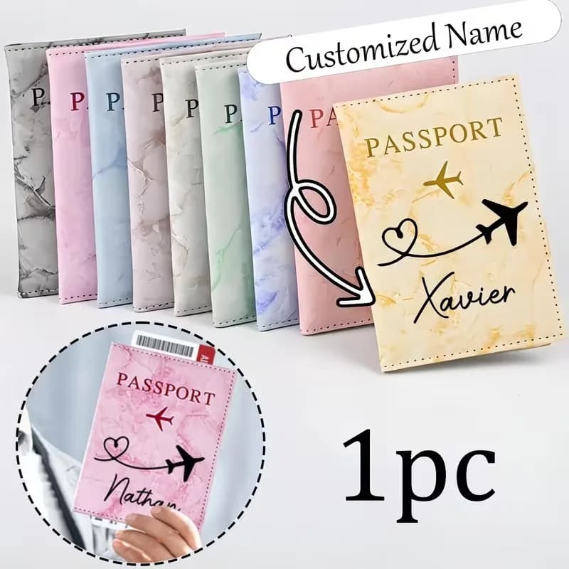 Custom Passport Holder with Name/Text Custom And Ticket Holder Suitable for Honeymoon Travelers, Wallet And Passport Cover