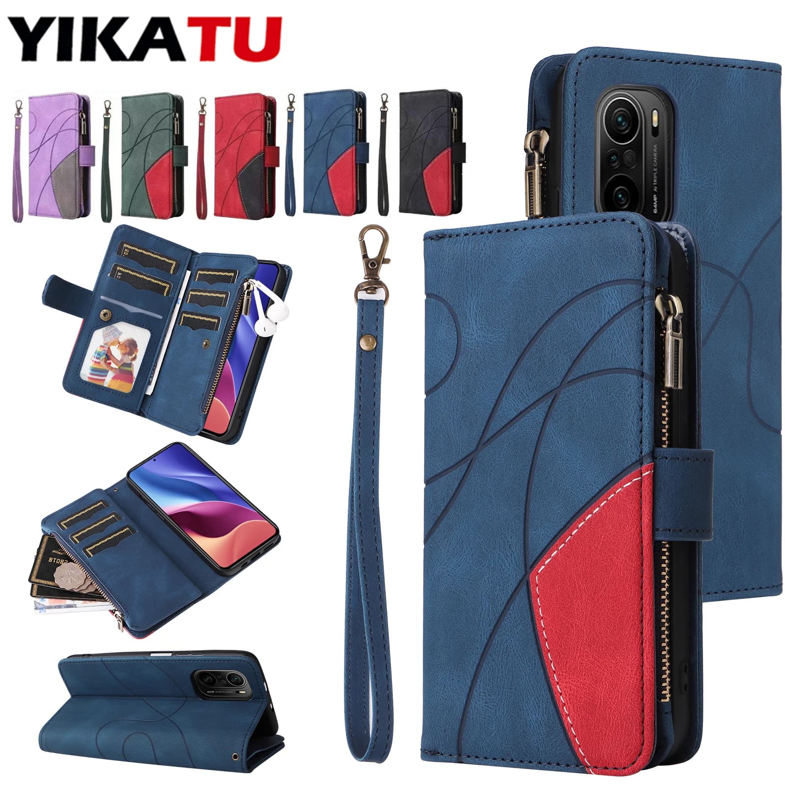Custodia a Portafoglio in Pelle con Supporto e Scomparti per Carte per Xiaomi Poco C75 C71 C65 X6 X5 X3 M6 M5 M4 M3 Pro M5S F7 F6 F3 X4 GT X3 NFC 5G