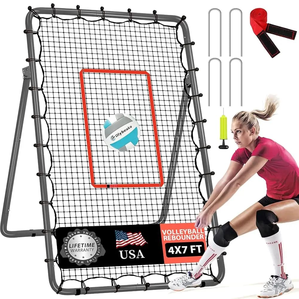 Rete Rimbalzante per Pallavolo Regolabile a 6 Angoli 7x4ft, Attrezzatura per Allenamento ad Alta Stabilità per Praticare il Bumpin