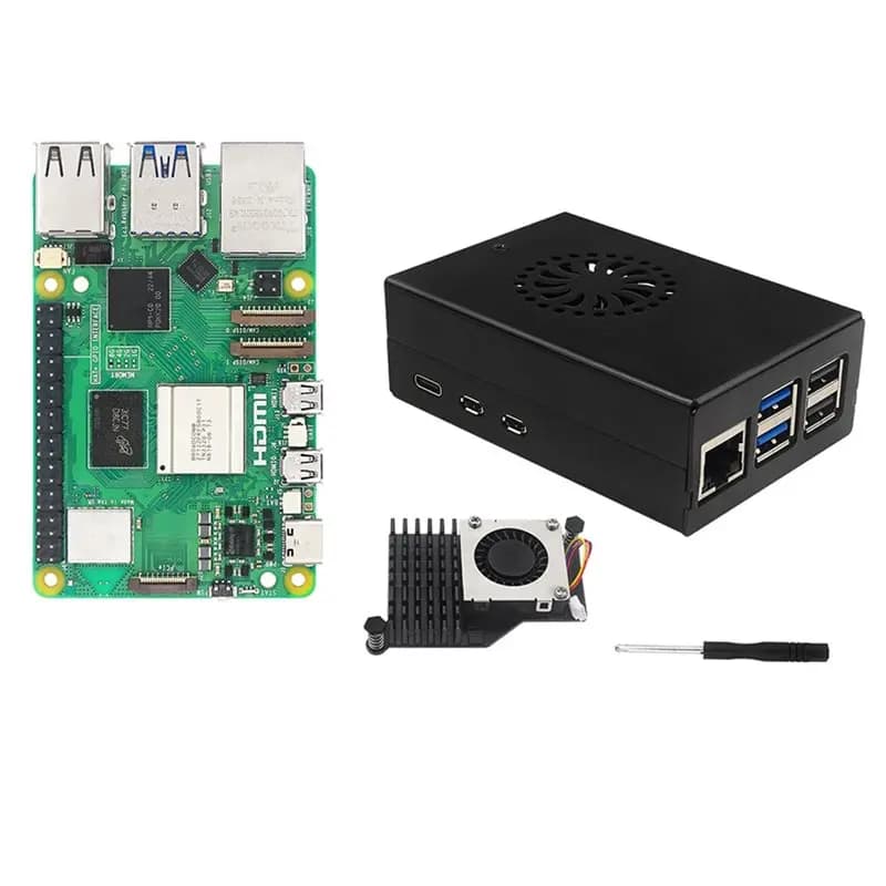 AS95-Kit Avvio Irasptek for Raspberry Pi 5 8GB RAM Pi5 Card with Metal Case and Active Dissiptor