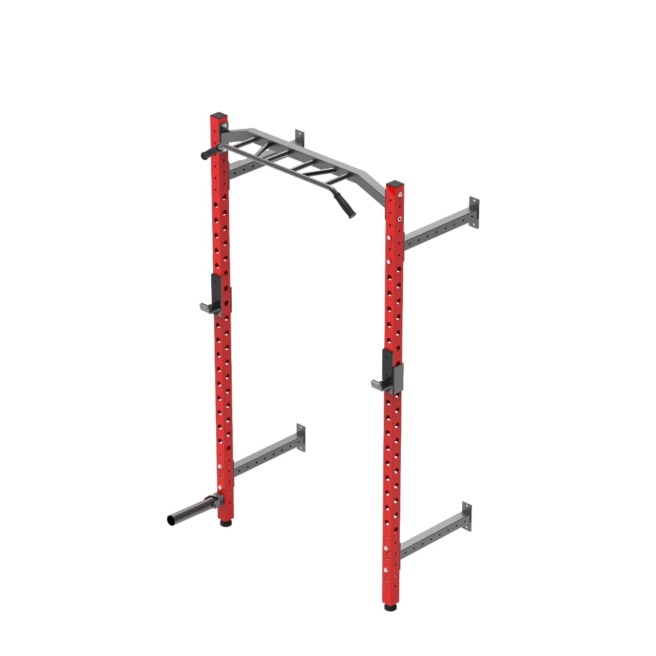 Power Rack a Parete, Squat Rack Commercial for Home Gym with Multigrip Traction Bar, J-Cups and Landmine Attack