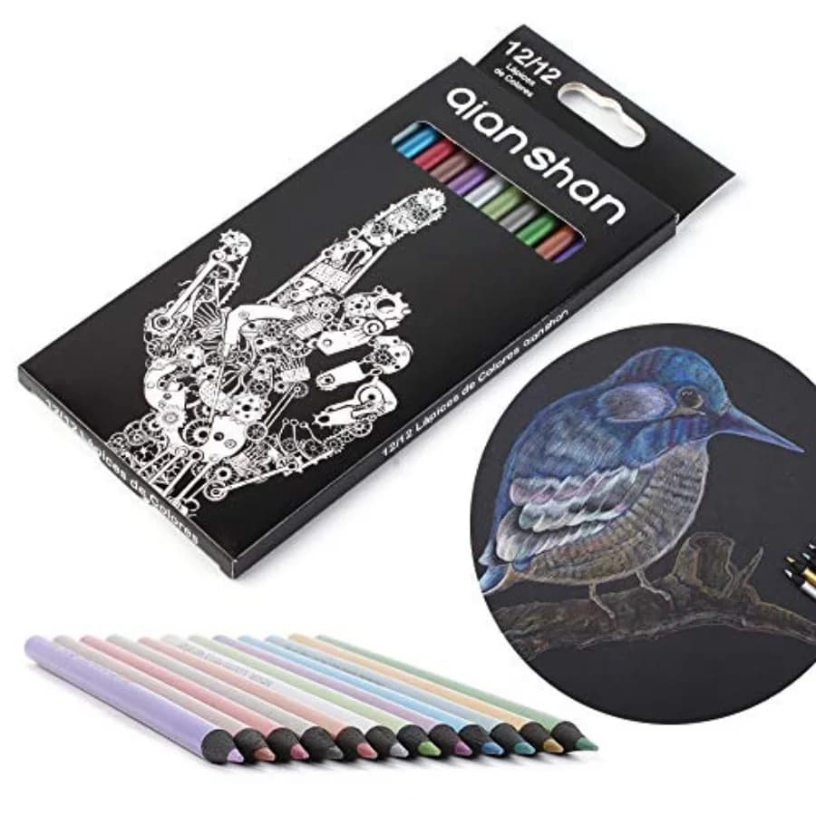 Colo Colors - Non-toxic Black Wood Colo Pre-sharpened Wooden Sketching Set for Adults Coloring Book, Art Drawing, Black Paper,