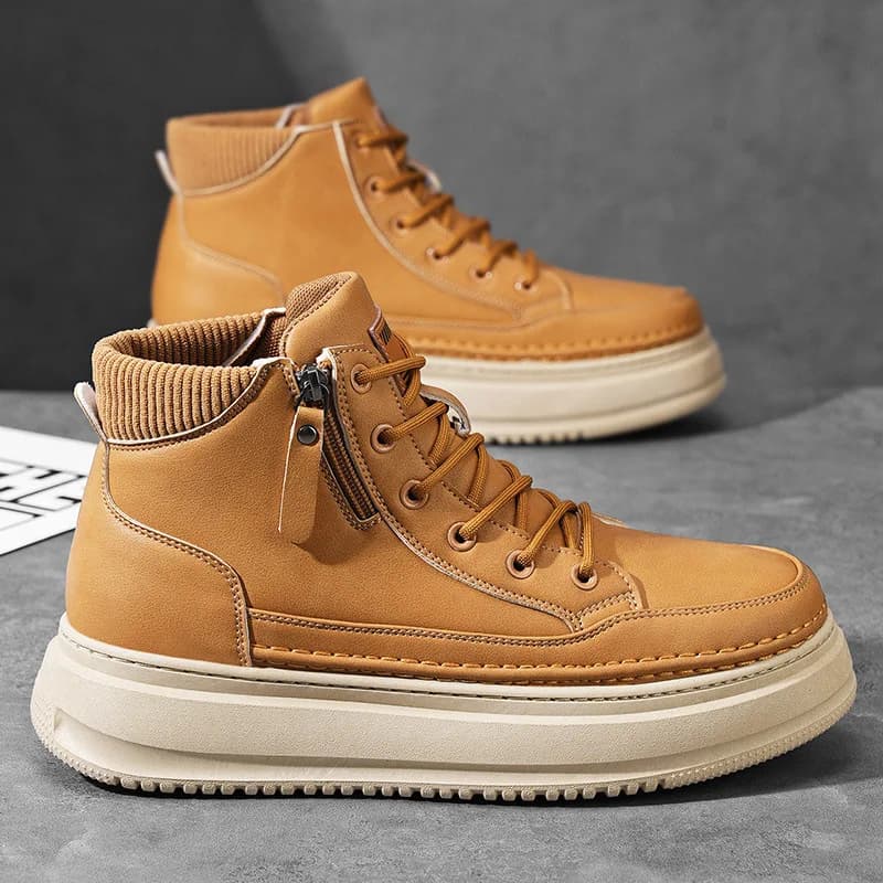 Scarpe da uomo 2025 nuovi stivali da trekking per il tempo libero all'aperto scarpe autunnali e invernali da uomo scarpe alla moda da uomo scarpe alte con suola spessa