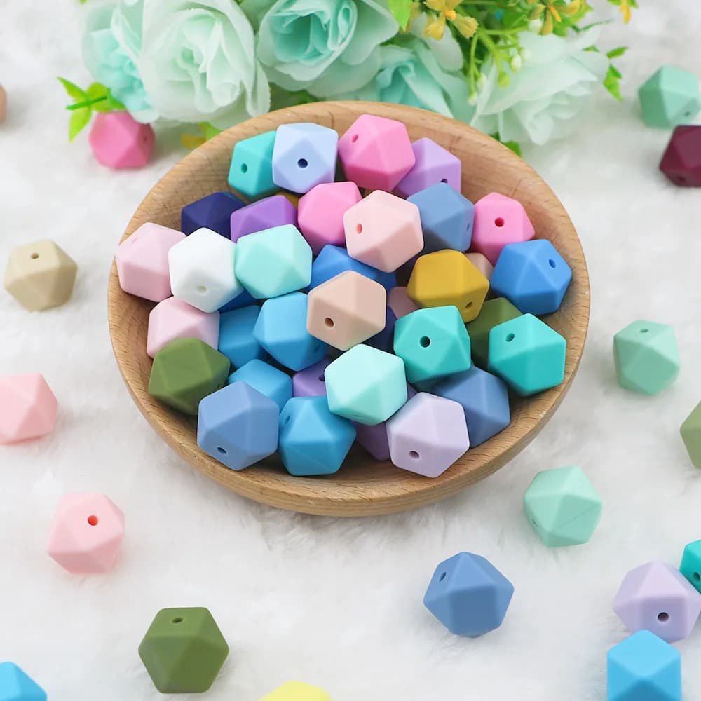 10 pezzi di perline in silicone da 14 mm con perline esagonali per la creazione di gioielli, collane, bracciali, portachiavi, accessori