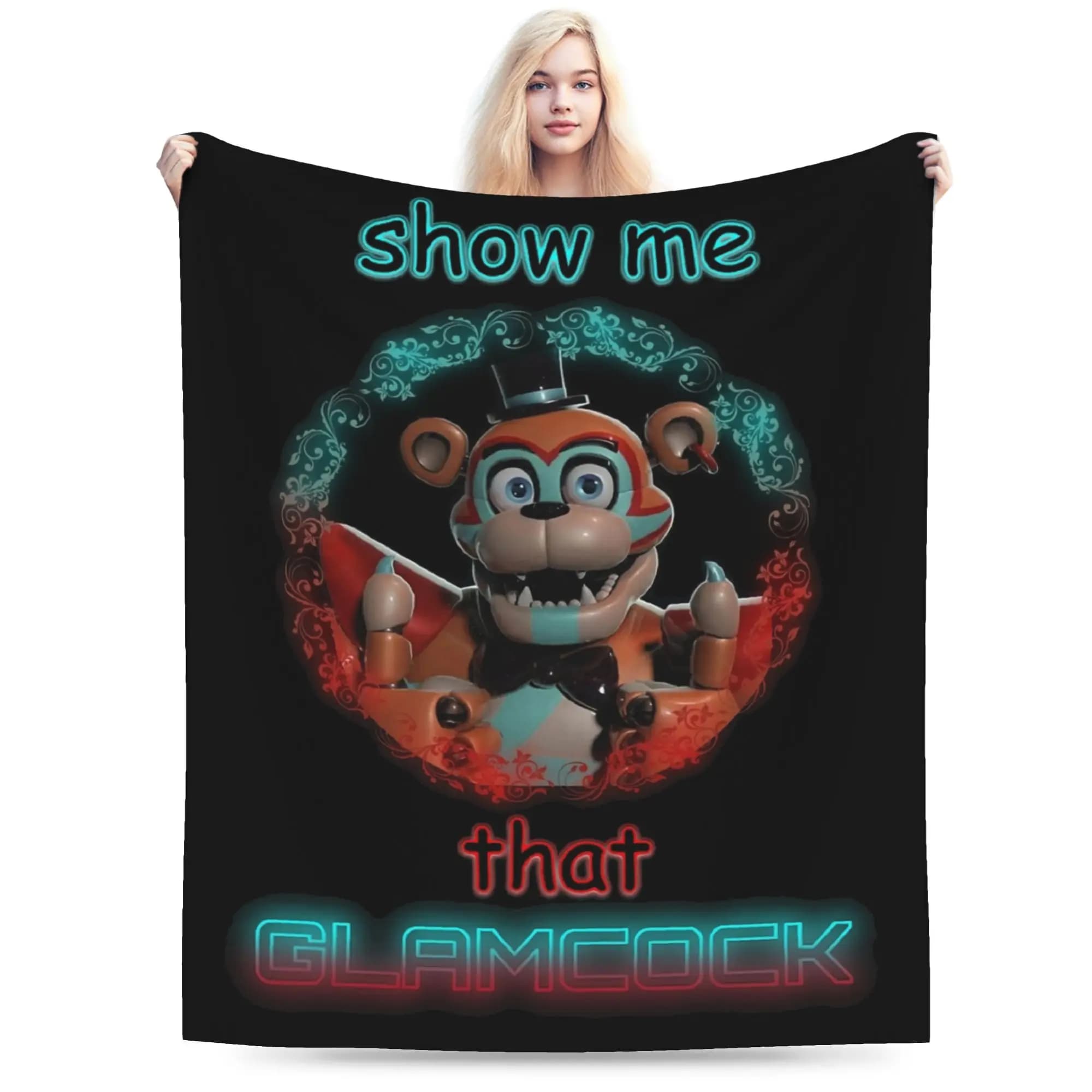 show me that glamcock FNAF At Freddys Flannel Blanket Warm Bedding Throws for Couch Bed Camping Street Bedspread Sofa Bed Cover