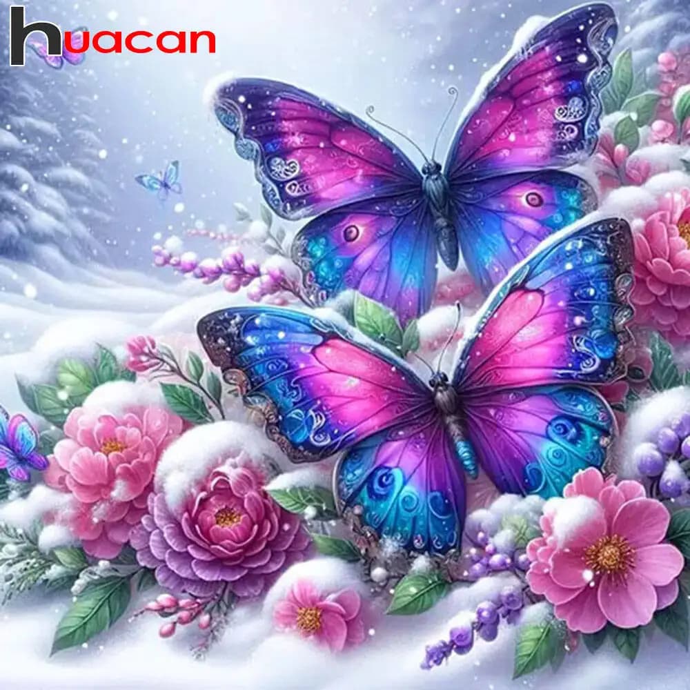 Huacan Diamond Painting Butterfly Diamond Mosaic Animal Flower New Collection 2025 Picture Of Rhinestones