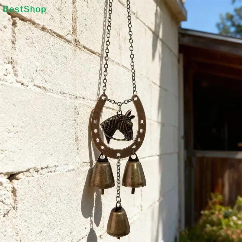 ★★★Vintage Horseshoe & Horse Head Wind Chime - Rustic Farmhouse Decor for Patio, Garden & Horse Lover Gift