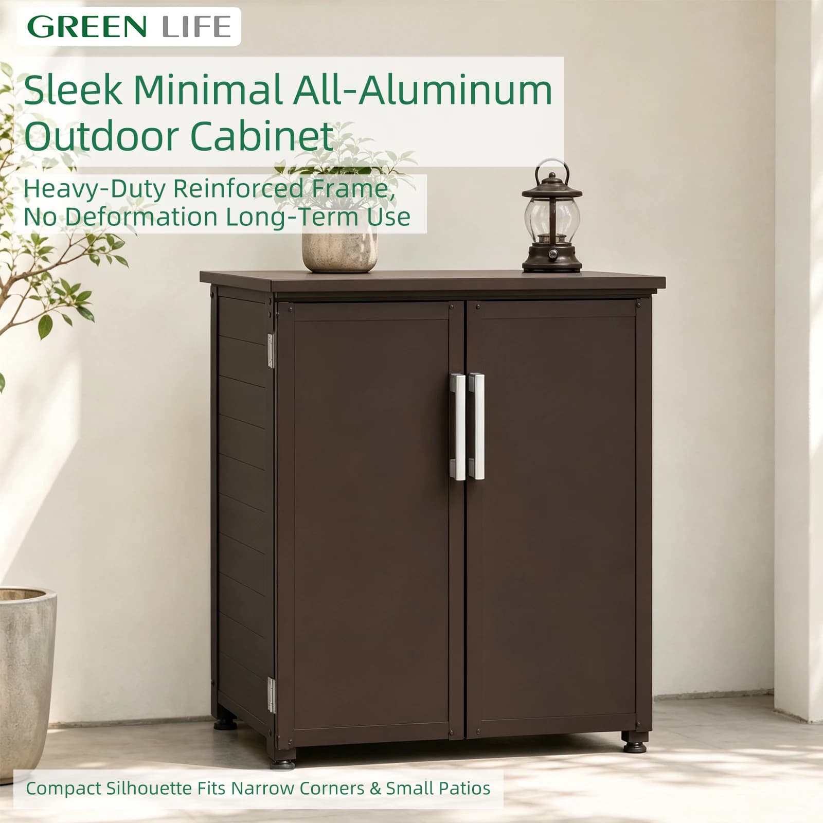 GREENLIFE Aluminum alloy patio storage cabinet, shoe cabinet, balcony cabinet, rain-proof and sunscreen storage cabinet, tool ca