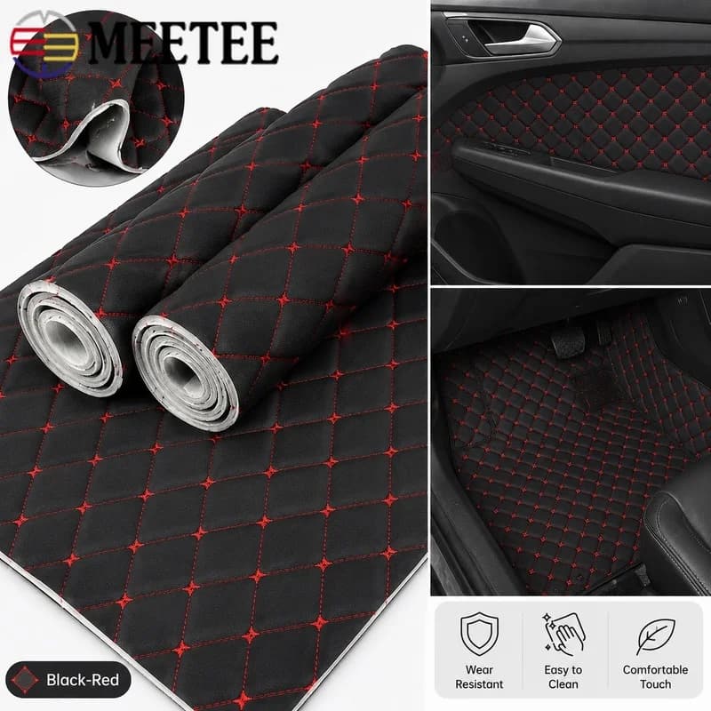 45x160Cm 90x160Cm Embroidered Faux Leather Fabric Quilted Sponge Upholstery for Car Seat Door Panel Feature Wall Interior Trim