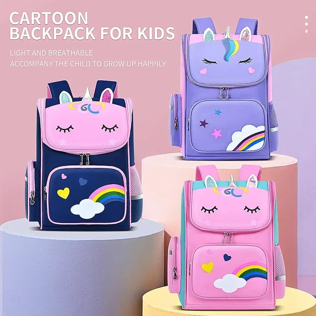 Zaino per studenti delle scuole elementari per bambini, ragazze 1,2,3,4,5,6 gradi, 6-12 anni, zaino con spalle, carino, impermeabile, leggero