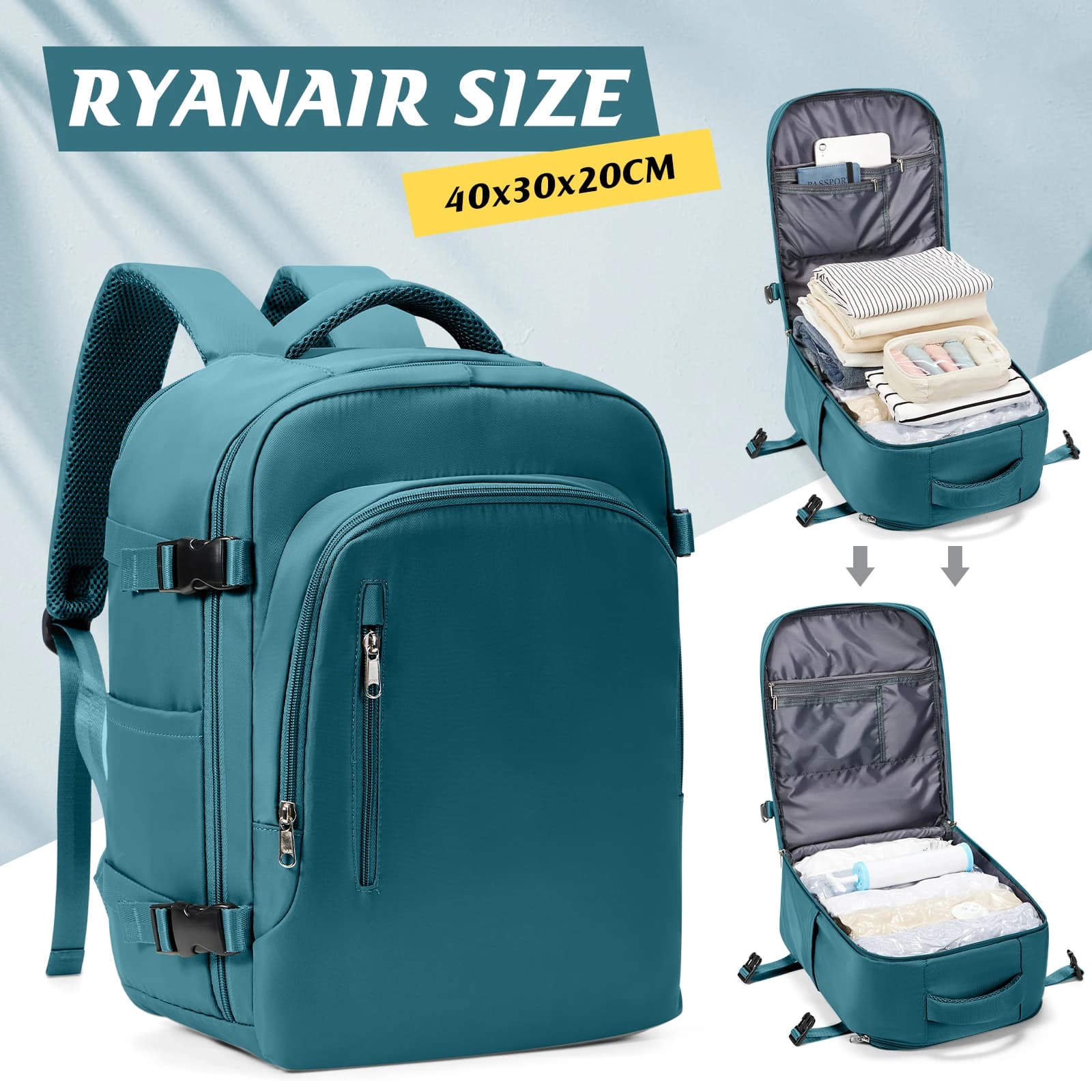 Bagaglio a mano Ryanair 40x30x20 Zaino da viaggio per donna e uomo, zaino casual, borsa da viaggio, bagaglio a mano 40x30x20, borsa da lavoro