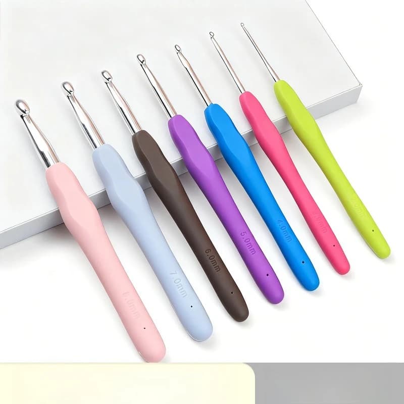9 Color Soft Rubber Handle Crochet Single Head Wool DIY Crochet Set Thickness Hook Household Hand Knitting Tool