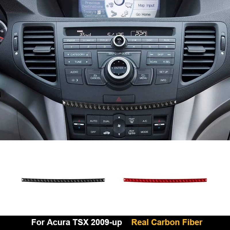 Real Carbon Fiber Wall decal for Acura TSX 2009-up, navigation system panel cover, decorative accessories for interior car