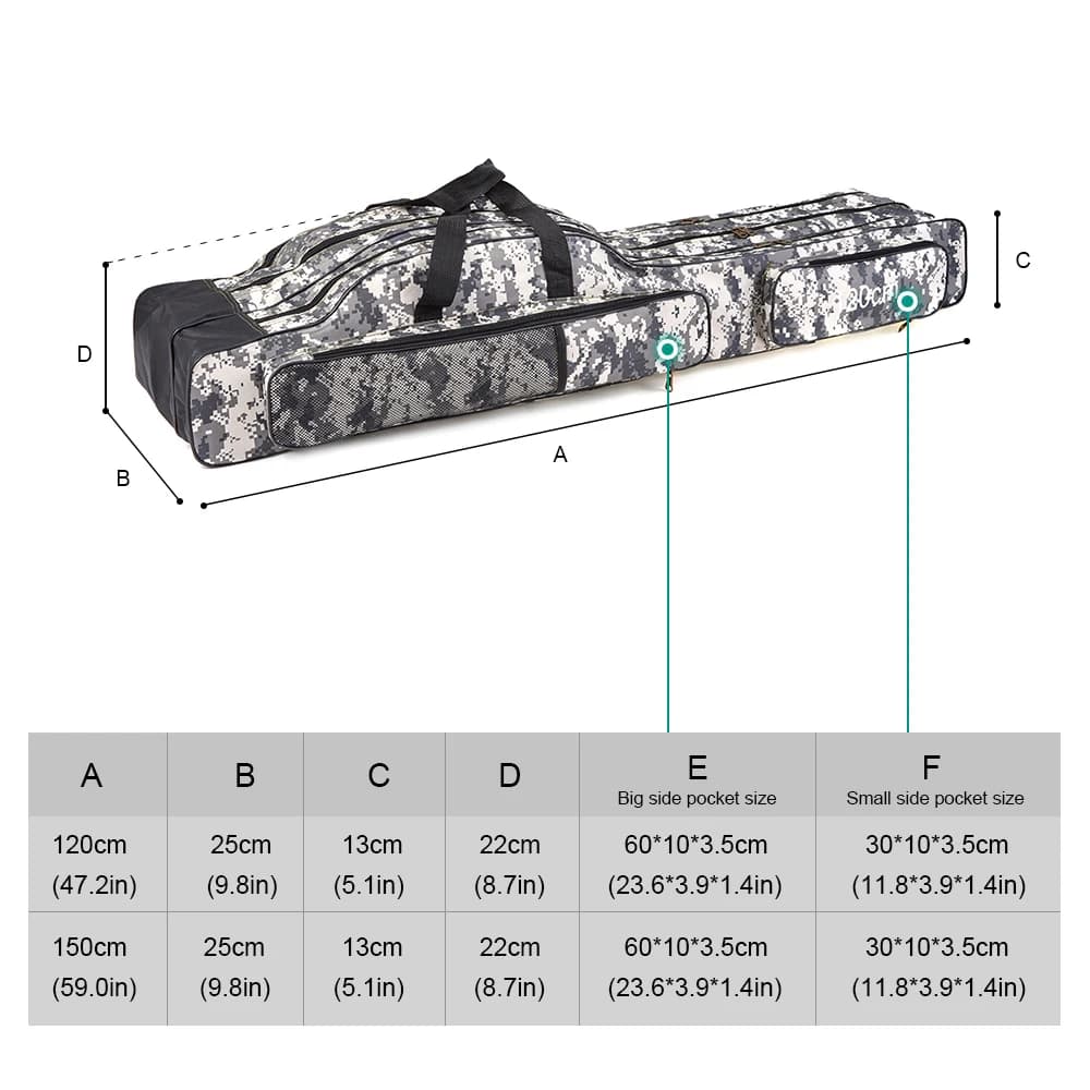 120 cm/150 cm 3 Roads Fishing bag Portable Folding Fishing rod Beading bag Fishing equipment Transport bag Travel bag