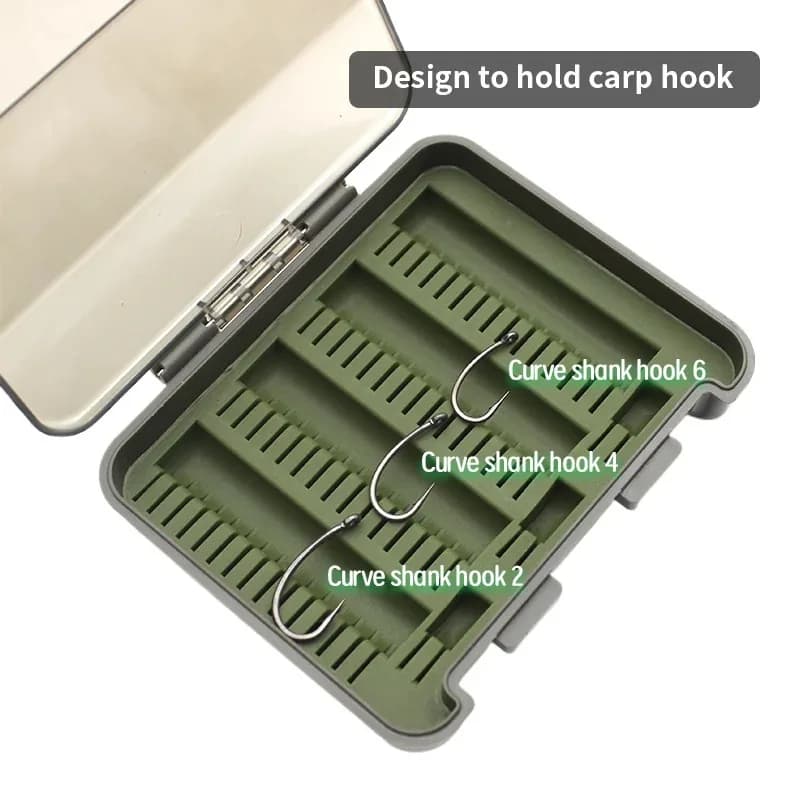 1 PC Carp Fishing Tool Carp Hook Box Hold up to 66 hooks for carp Silicone insert with Cutlery Click-Lock Safe Closure Tab Tackle