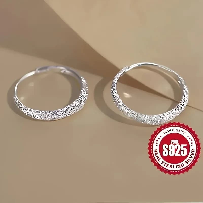 Orecchini argentati puri per le donne Orecchini a cerchio stellato scintillante satinato Regali di gioielli per la festa della mamma di San Valentino