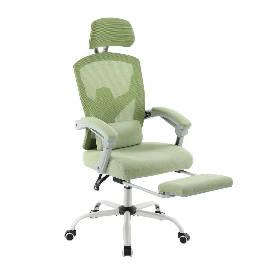Sedia da Ufficio con Poggiapiedi, Sedia Ergonomica da Gaming per Adulti, in Rete, con Supporto Lombare, Girevole e Reclinabile con Poggiatesta