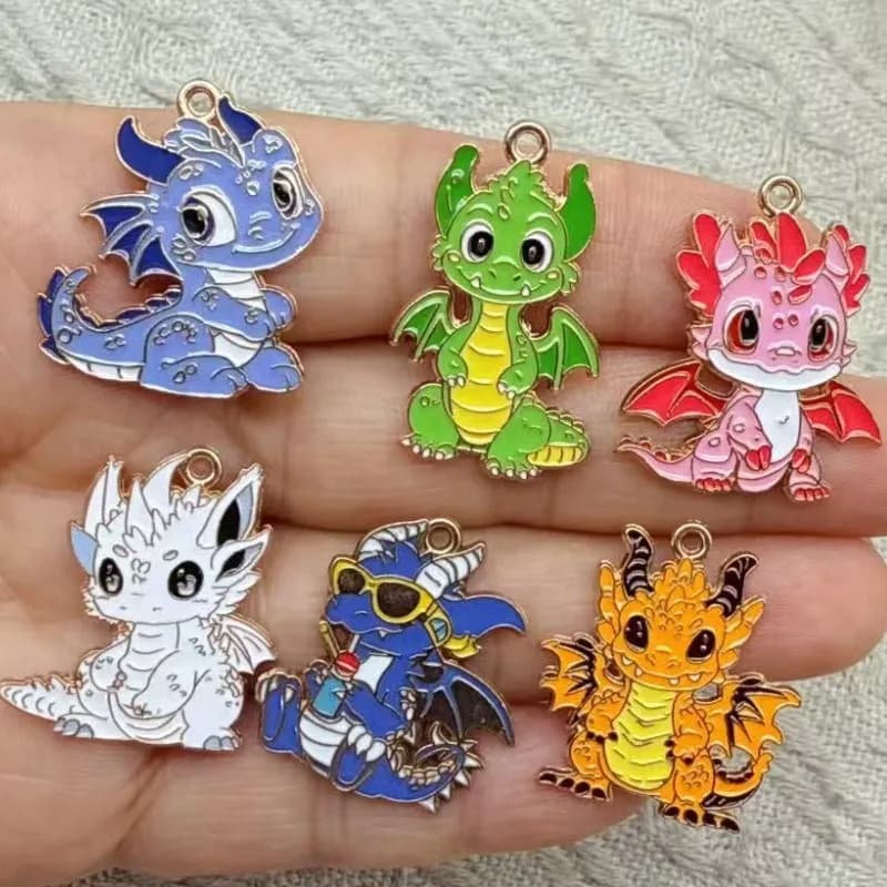 10 Pezzi Ciondoli in Lega a Forma di Dinosauro Colorato, per Creazione di Gioielli Fai-da-Te, Collane, Bracciali, Orecchini, Portachiavi e Decorazioni per Borse