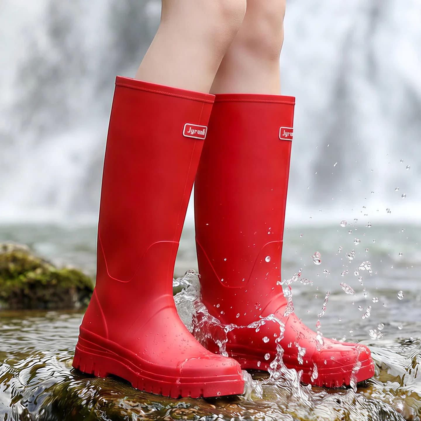Rain Boots Woman's Fashionable and Versatile Waterproof Boots High-top Overshoes Outdoor Hiking and Camping Non-slip Water Shoes