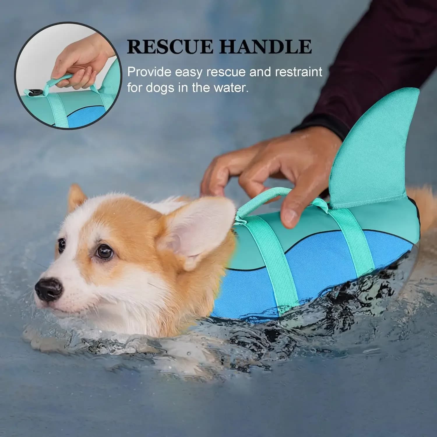 Lifevest for Dogs Super Buoyancy Mermaid Shark Dog Life Jacket for Small Large Dogs Reflective Safe Puppy Swimsuit with Handle