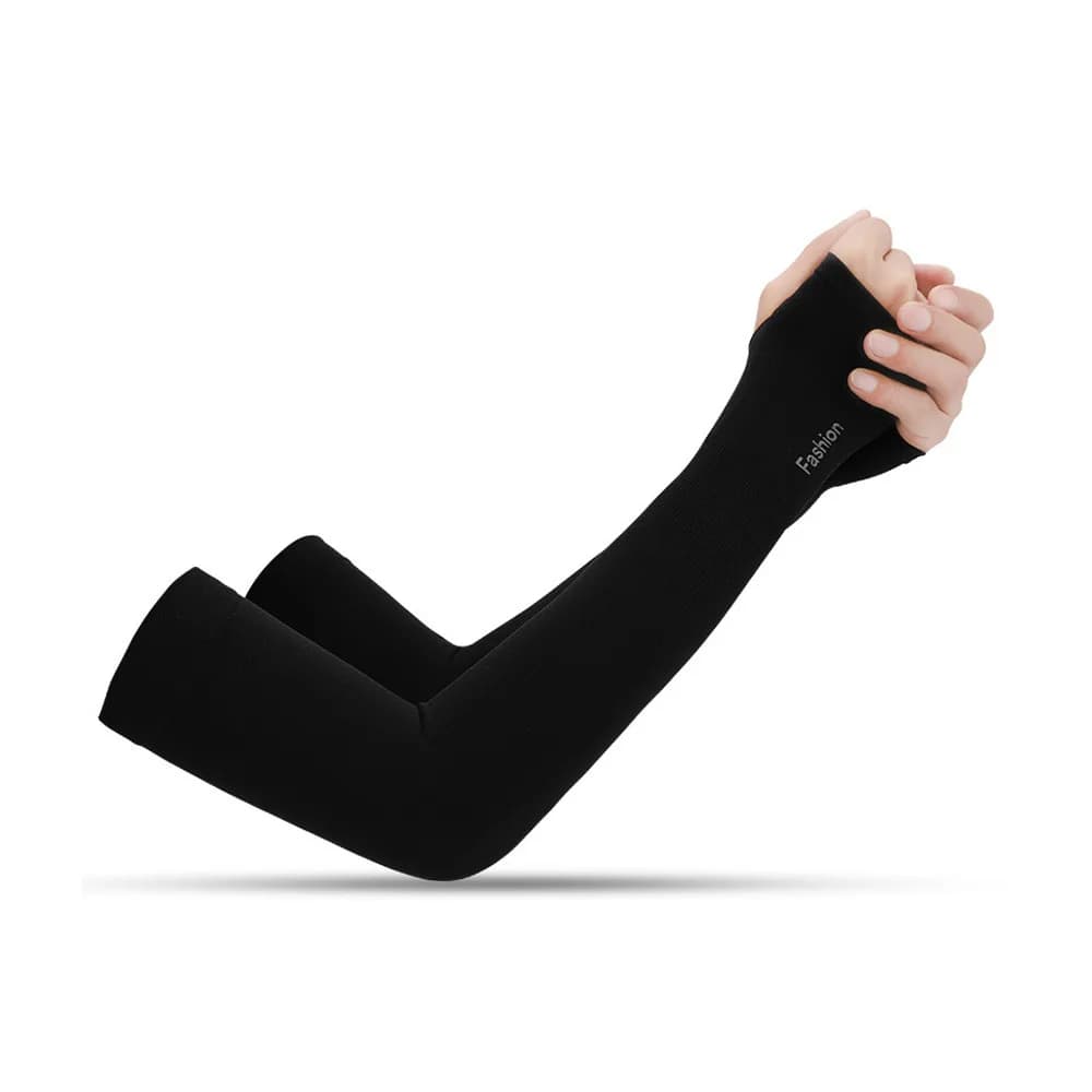Sun protection sleeves in black ice silk without fingers Summer unisex sleeves Cycling Outdoor sports Arm Covers Solar Protection Breathable Stable