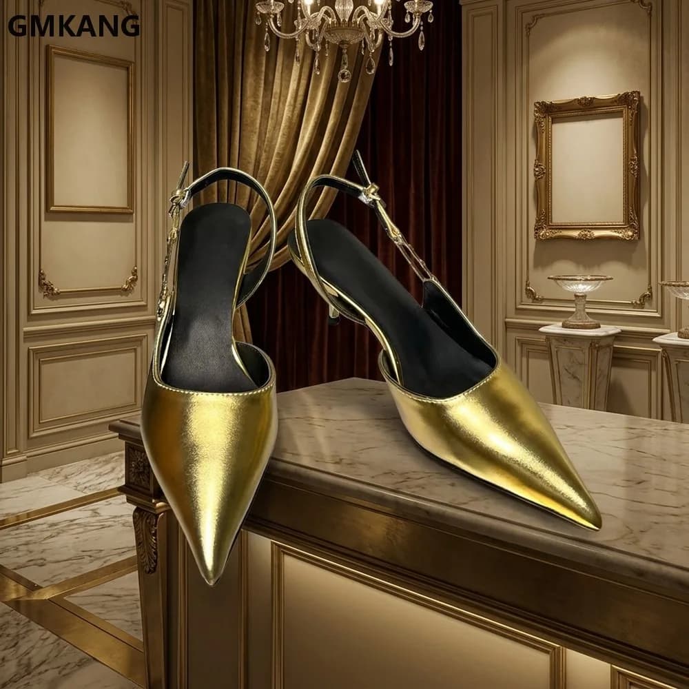 Women’s Pointed Toe Kitten Heel Slip On Shoes, Metal Studded Platform Loafers, Comfortable Low Heel Dress Shoes for Office