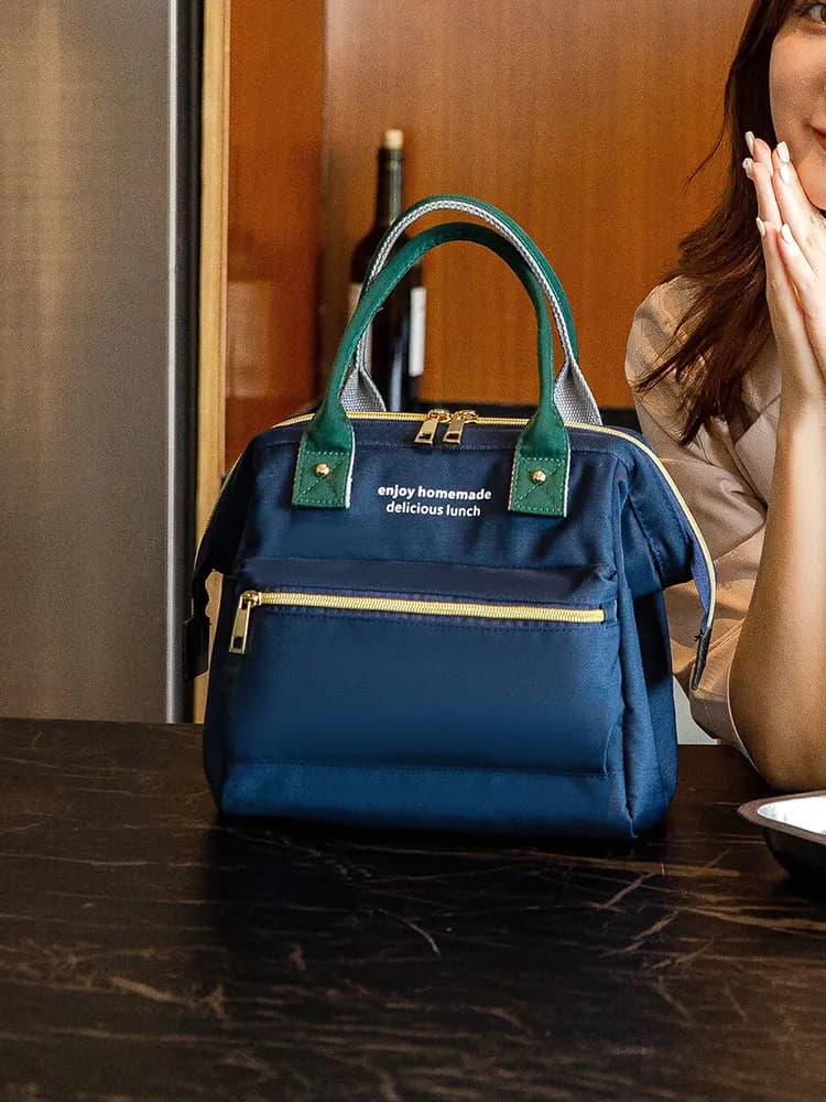 Borsa Termica per Pranzo di Grande Capacità in Tessuto Oxford con Foglio di Alluminio Ispessito, Portatile per Studenti e Lavoratori d'Ufficio