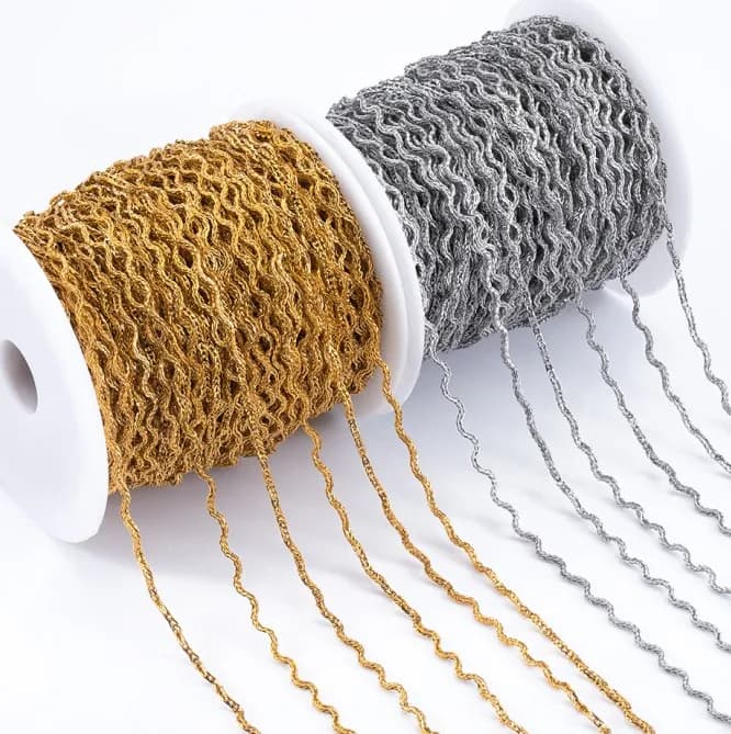 Catena a Onda Intrecciata in Acciaio Inossidabile da 1 Metro, 1,2 mm, Catena Punk Resistente per Creazione di Gioielli Fai-da-Te, Collane e Bracciali
