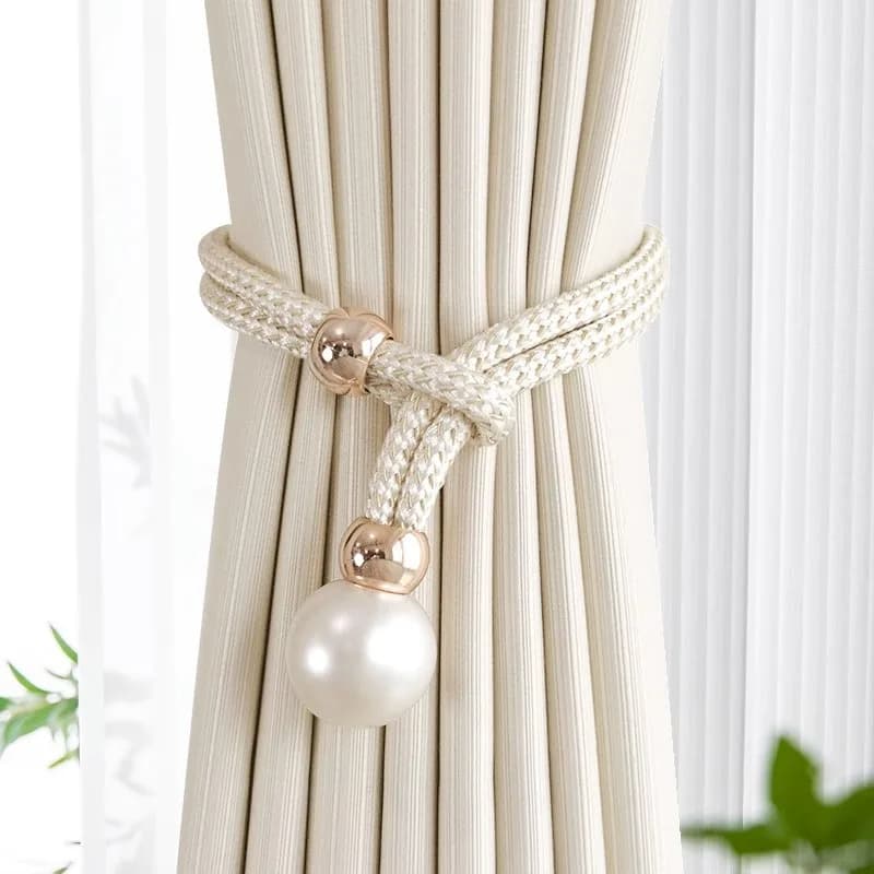 2 curtain clips with pearls, curtain clips with pearls, decorative fixings, rope curtains without adjustable punching