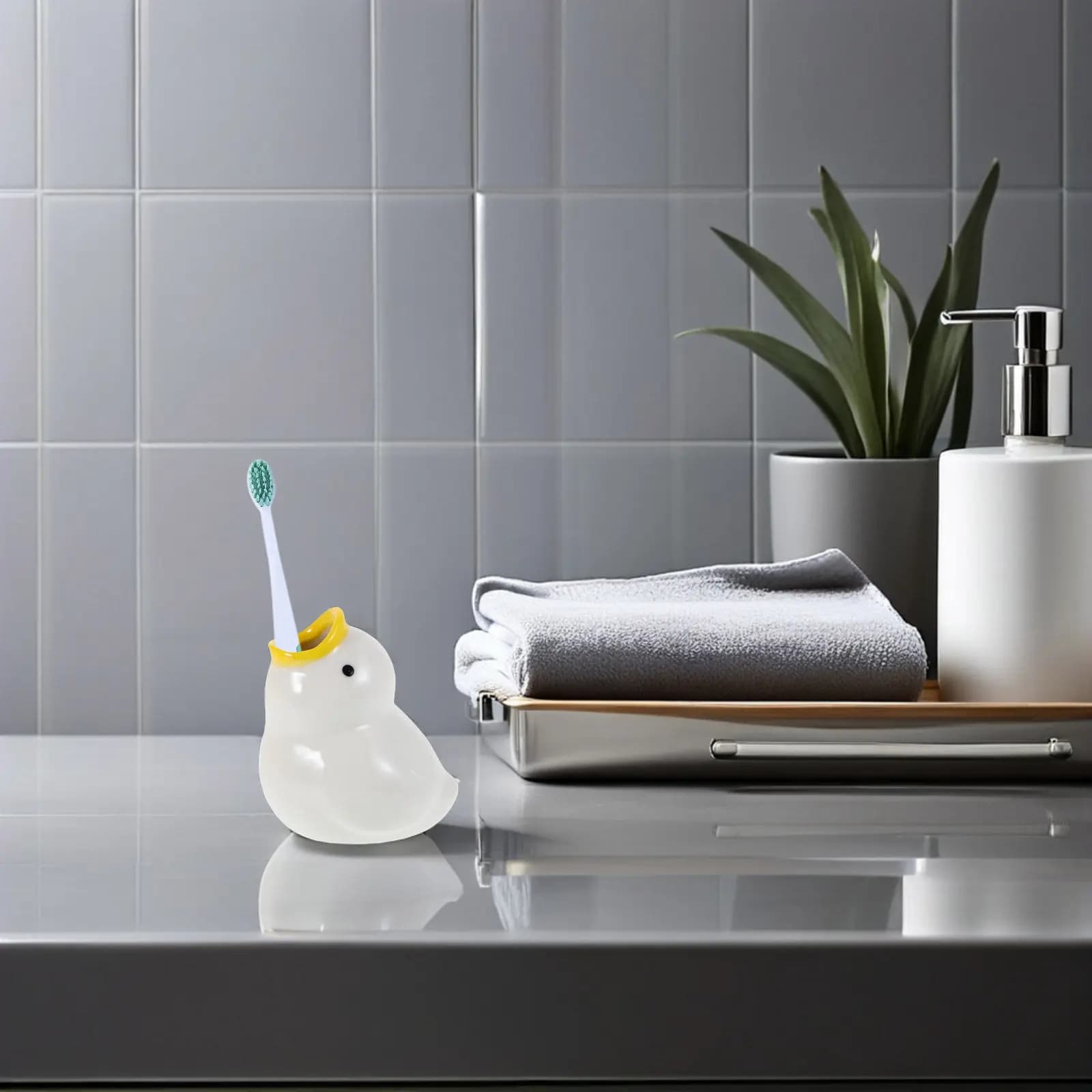 Portaspazzolino in Ceramica a Forma di Cartone Animato, Accessorio Divertente per il Bagno, Organizzatore per Spazzolini, Decorazione da Bancone