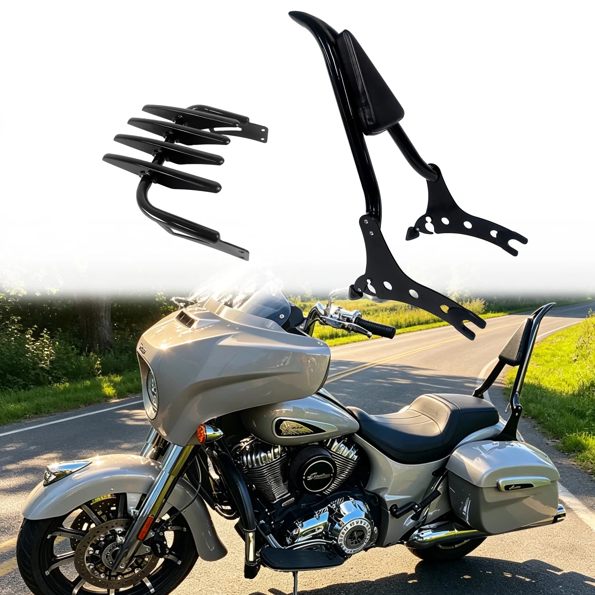 Schienale Posteriore Rimovibile per Moto con Portapacchi per Indian Chieftain Roadmaster Springfield Challenger 2014-2025