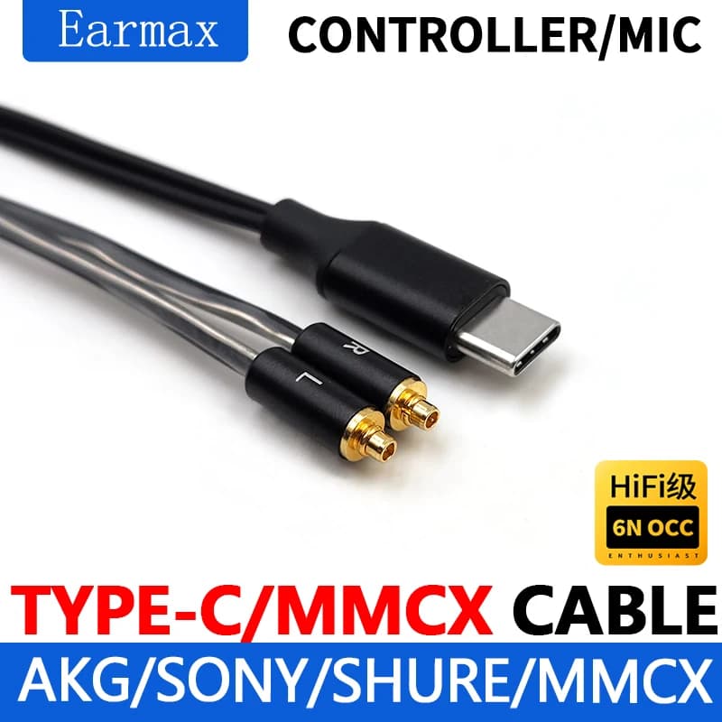 For SE215 SE535 SE846 N5005 N3BP N40 N1AP replaceable HIFI TYPEC USB-C to MMCX High purity monocrystal copper cable