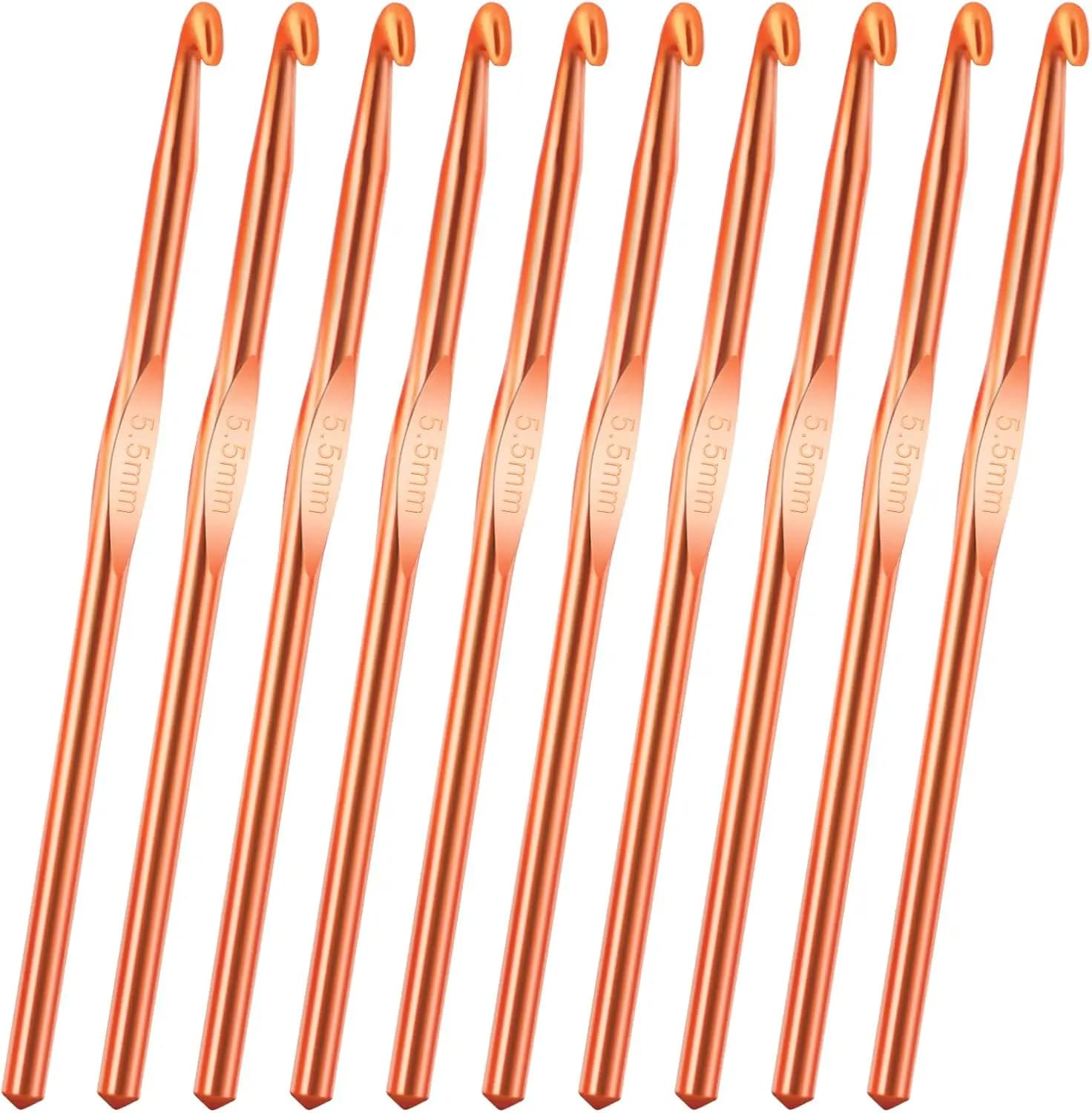 10 uncinetti in alluminio da 5,5 mm con impugnatura ergonomica per lavorare a maglia, sciarpe, coperte e fai da te