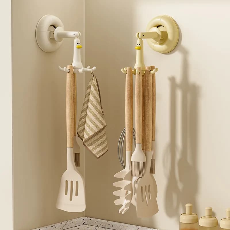 Uso domestico Ventosa Scaffale per pesci a sei scatole Cucina Cucchiaio per riso senza foratura Porta padelle Piccolo ripiano sospeso Gancio per asciugamani da bagno