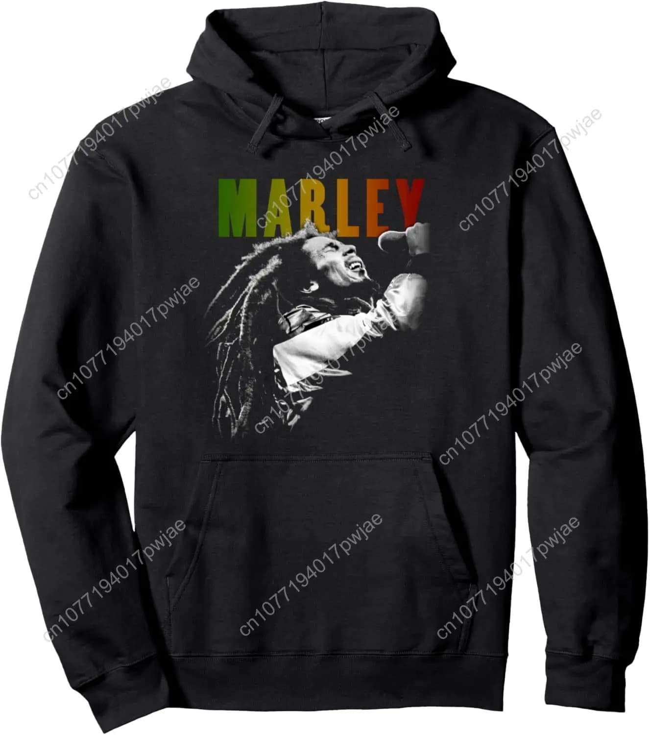 Felpa con cappuccio pullover lavata a vibrazione di Bob Marley Rastaman