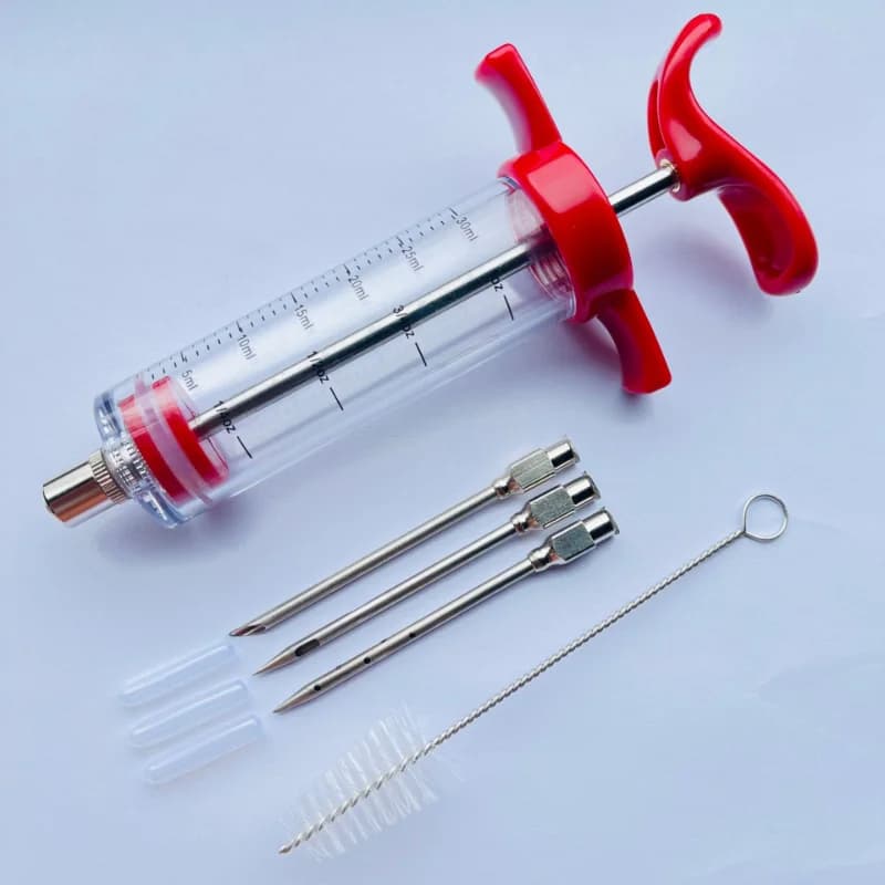 Aghi in acciaio inossidabile PP per uso alimentare Set di siringhe per spezie Iniettore di sapore di carne per barbecue Accessorio per siringa per marinata per salsa da cucina