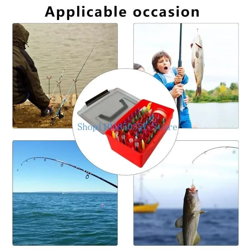 652F 52 Griglia Plastica Scatola Attrezzatura Da Pesca Scatola Pesca Foderato Organizzatori Squid Jig Esche Rigide per