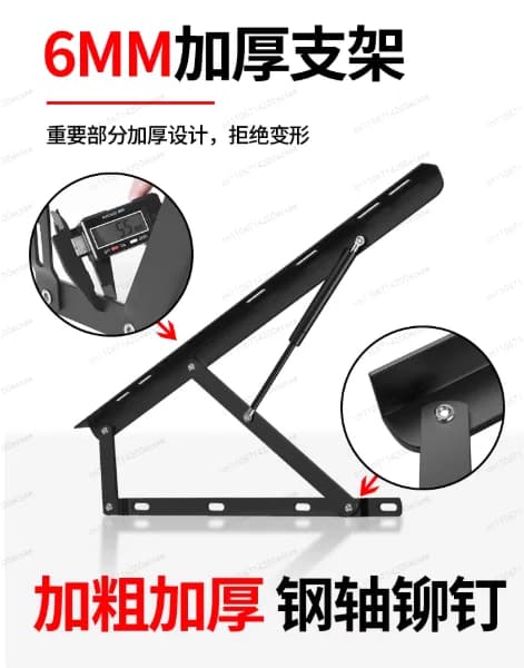 Struttura letto matrimoniale con sollevamento idraulico, letto telescopico con asta a pressione d'aria, asta di supporto Tatami, sollevatore per letto a cassettone alto, mobile