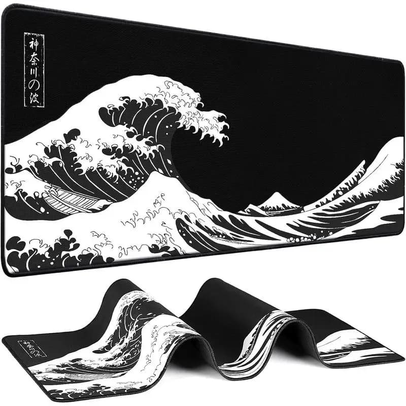Tappetino per mouse da gioco di grandi dimensioni con design Kanagawa Wave, tappetino da scrivania esteso antiscivolo per tastiera 31,5x11,8