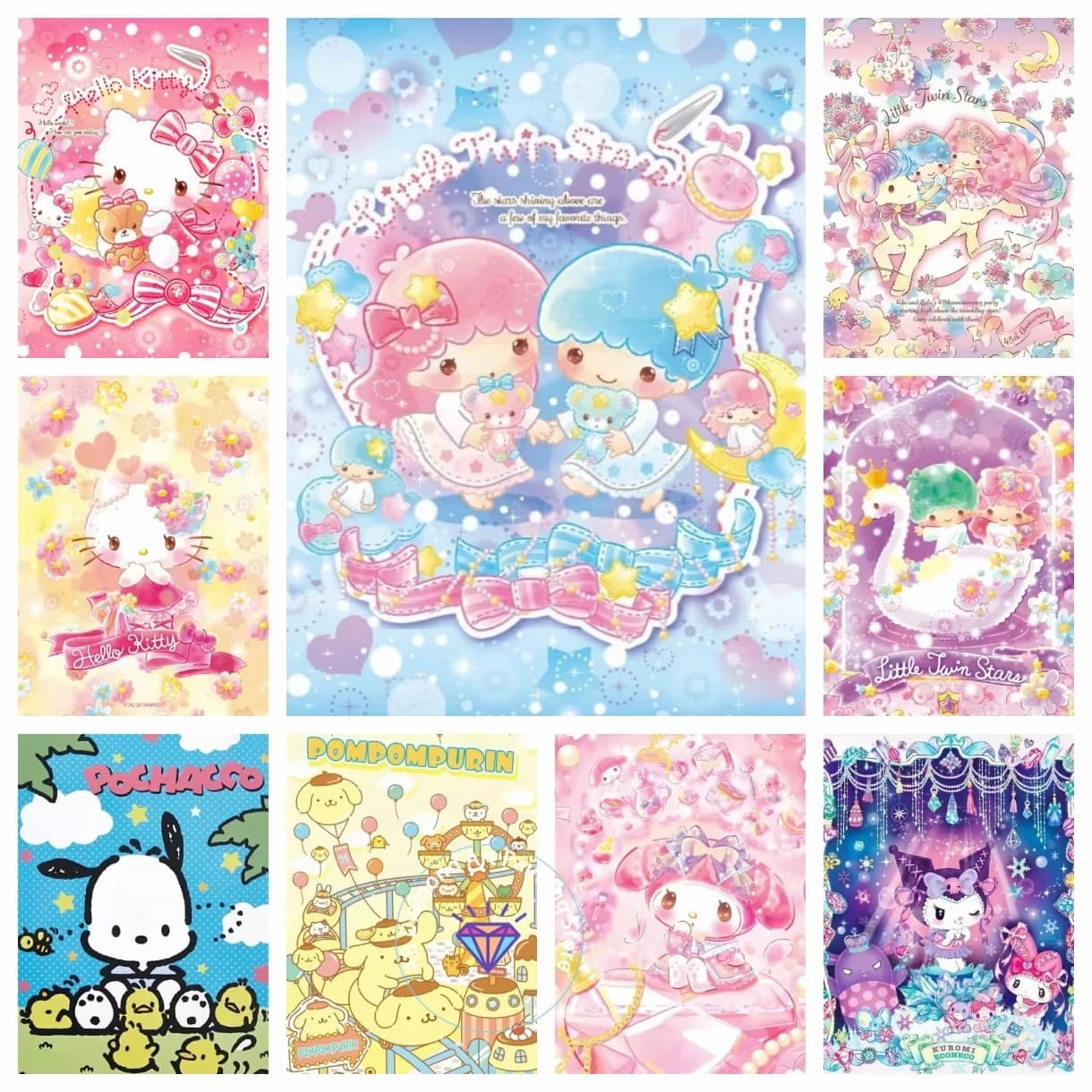 Sanrio Cinnamoroll Kuromi Gemini 5D DIY Diamond Painting Kit Embroidery Cross Stitch Handmade Art Gift Crafts Home Decor Gift
