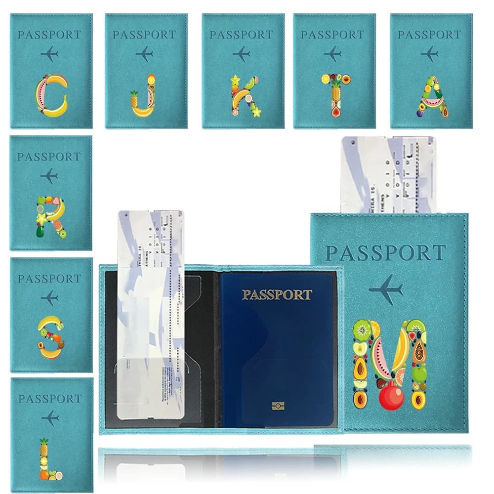 Custodia Protettiva per Passaporto da Viaggio Anti-graffio, Porta Documenti e Biglietti, Serie Fantasia Frutta