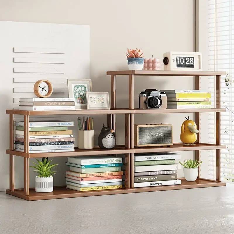 Space Saving Desktop Layered Storage Rack, Multi-Tier Mini Bookshelf Desk Organizer for Study Table Office Dorm Counter