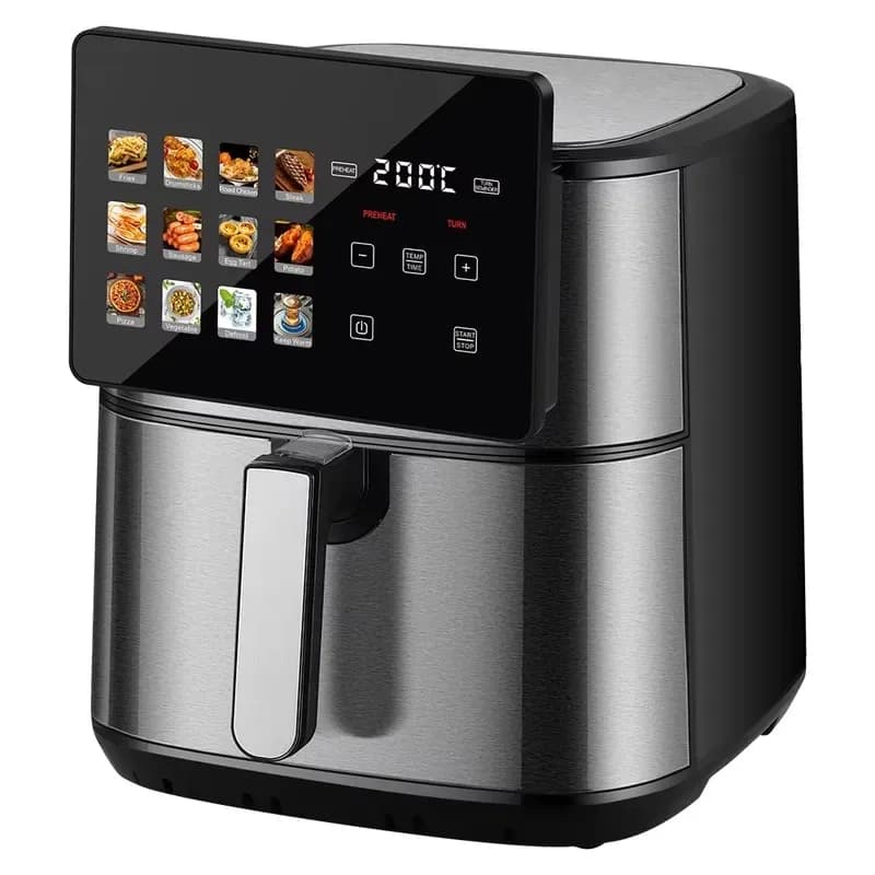 8L Stainless Steel Electric Smart Air Fryer with Baking Function Oil Free Digital 2 in 1