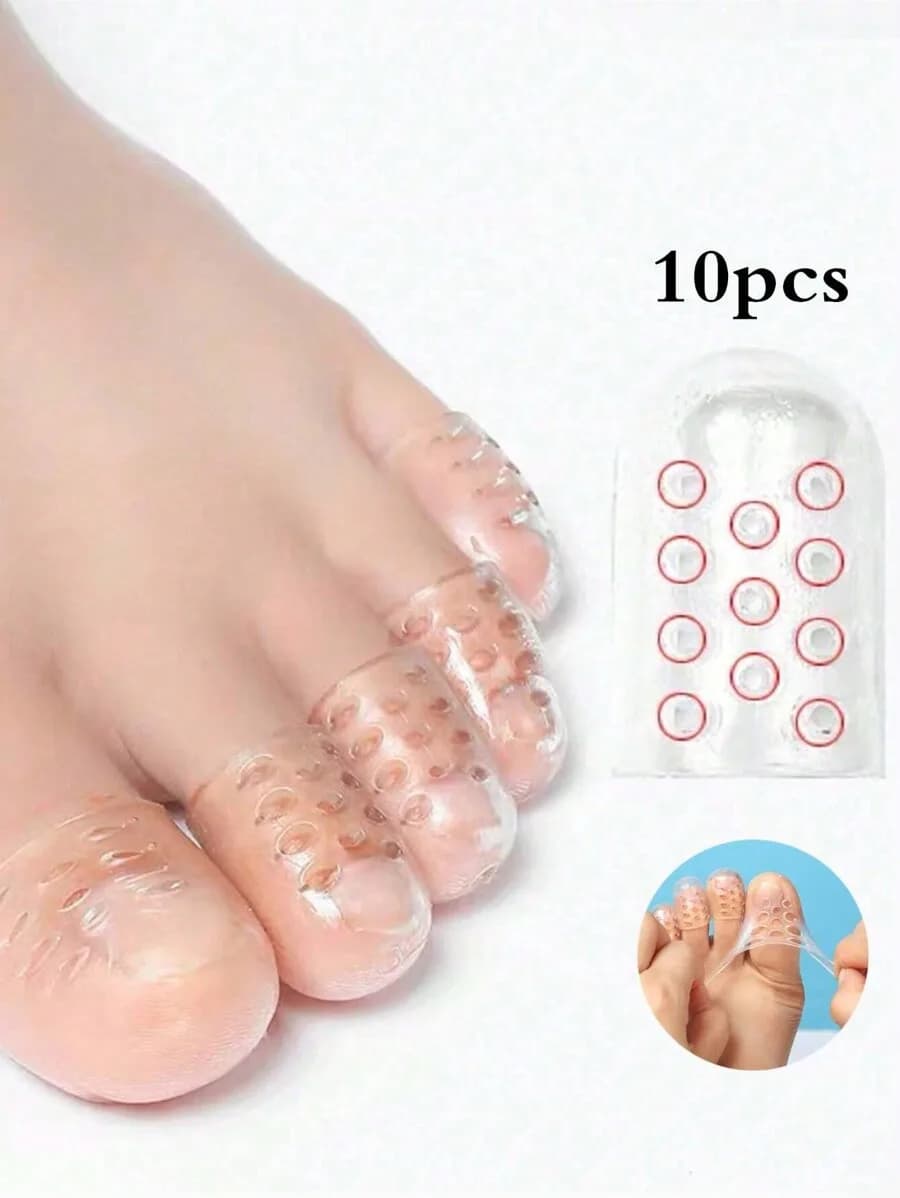 10pcs Transparent Breathable Gel Toe Protectors For High Heels Sneakers Daily Wear