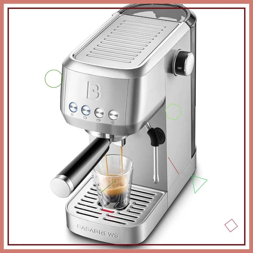 Macchina per Espresso 20 Bar con Montalatte a Vapore, Serbatoio Acqua da 1,3 Litri, Argento - Preparatore Domestico di Cappuccino e Latte