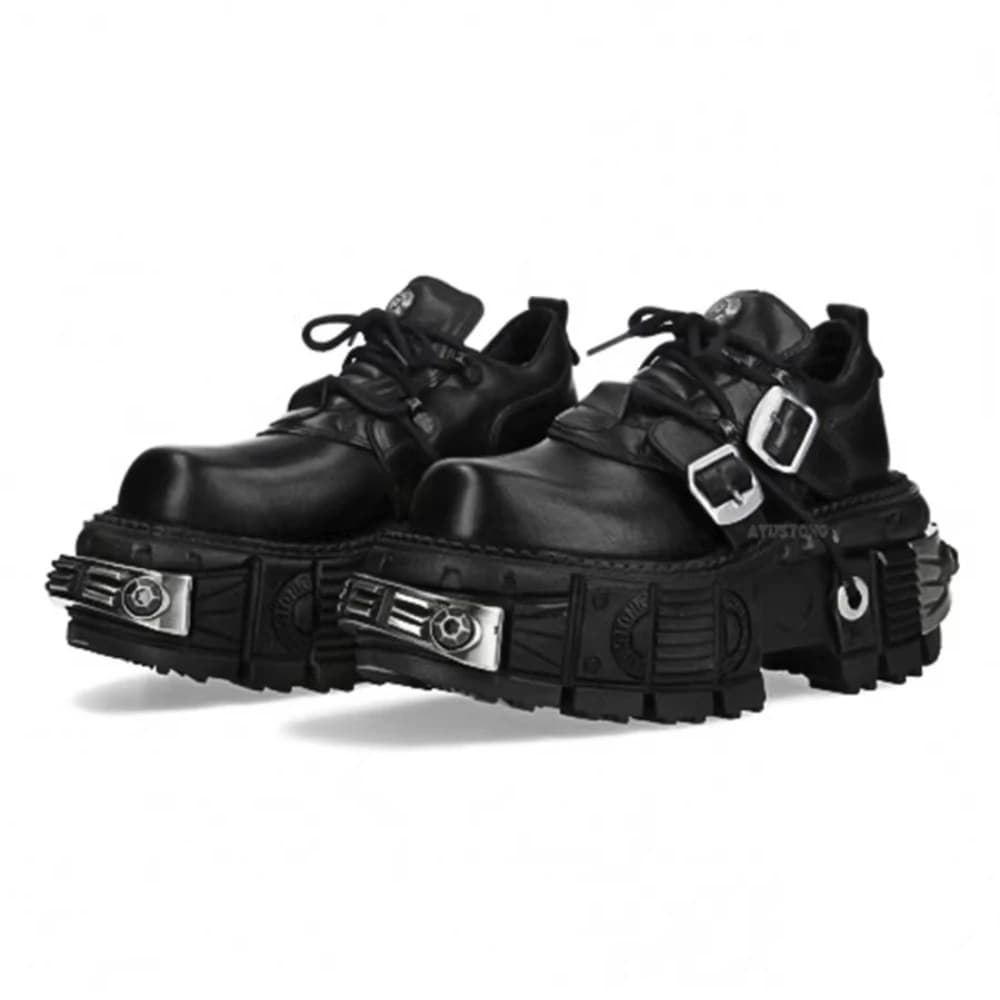 Stivali da Moto in Vera Pelle per Donna Stile Goth Heavy Metal, Sneakers con Suola Spessa da Uomo Stile Punk Y2k con Piattaforma Singola